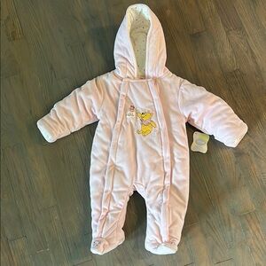 NWT Disney Pink Winnie the Pooh Winter Snow Suit Bodysuit Size 3-6 months